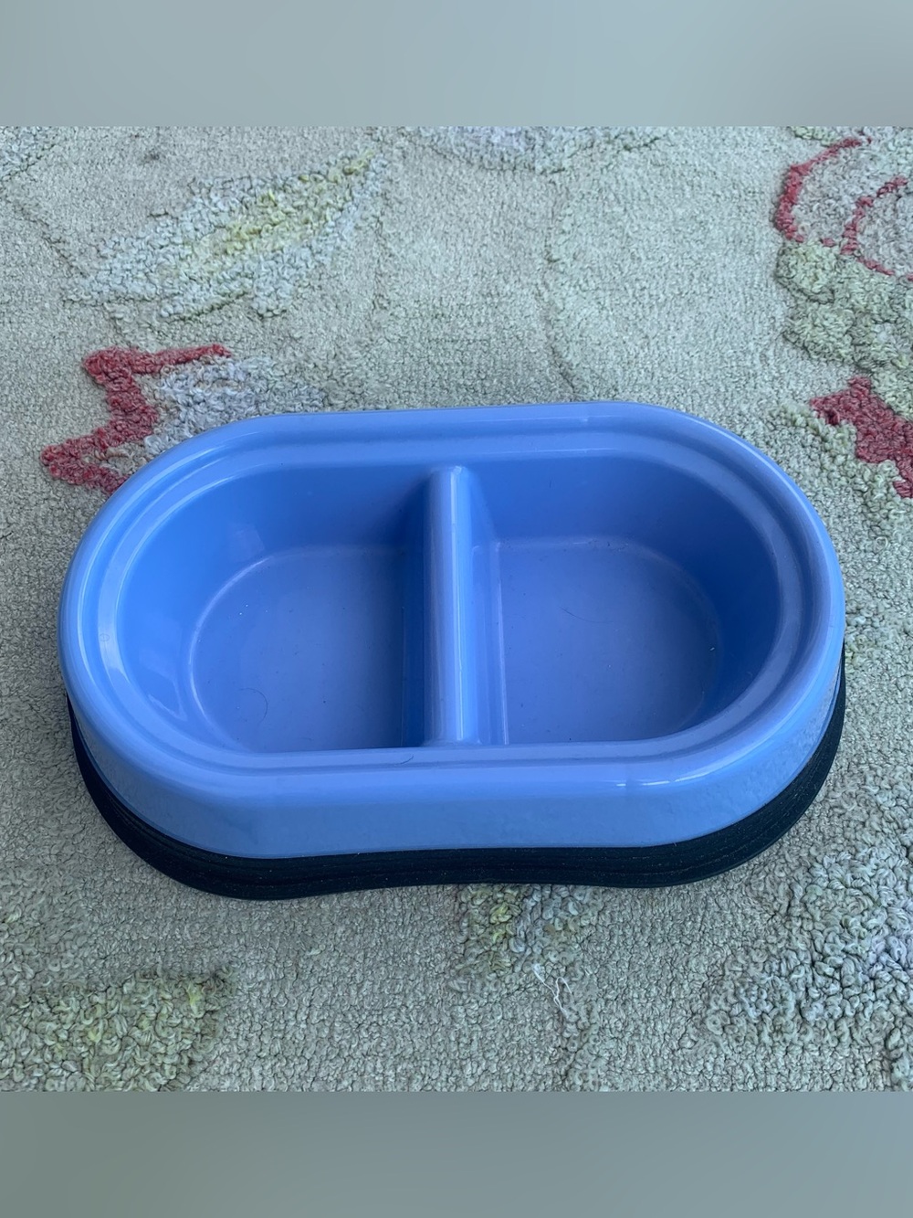 HiLo Blue Plastic Double Diner Pet Bowl 2-Compartment Food & Water Dish